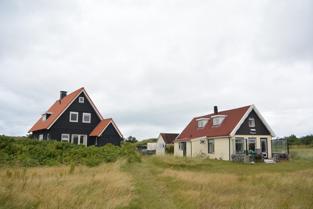 Typische Wadden-huisjes in de duinen op Vlieland